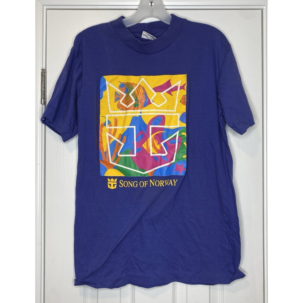 Royal Caribbean Men's Vintage " Song Of Norway" Graphic Print Shirt‎ Blue Size L